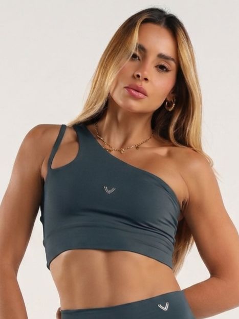 Top fitness de poliamida com bojo removivel