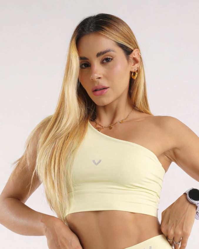 Top fitness de poliamida com bojo removivel