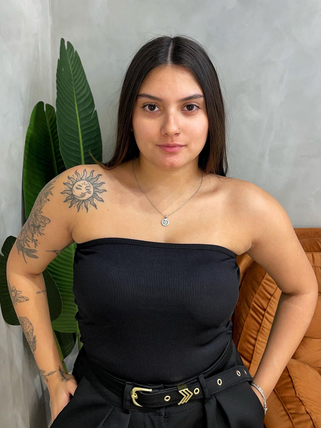 Blusa em Ribana Sem Alça com Bojo