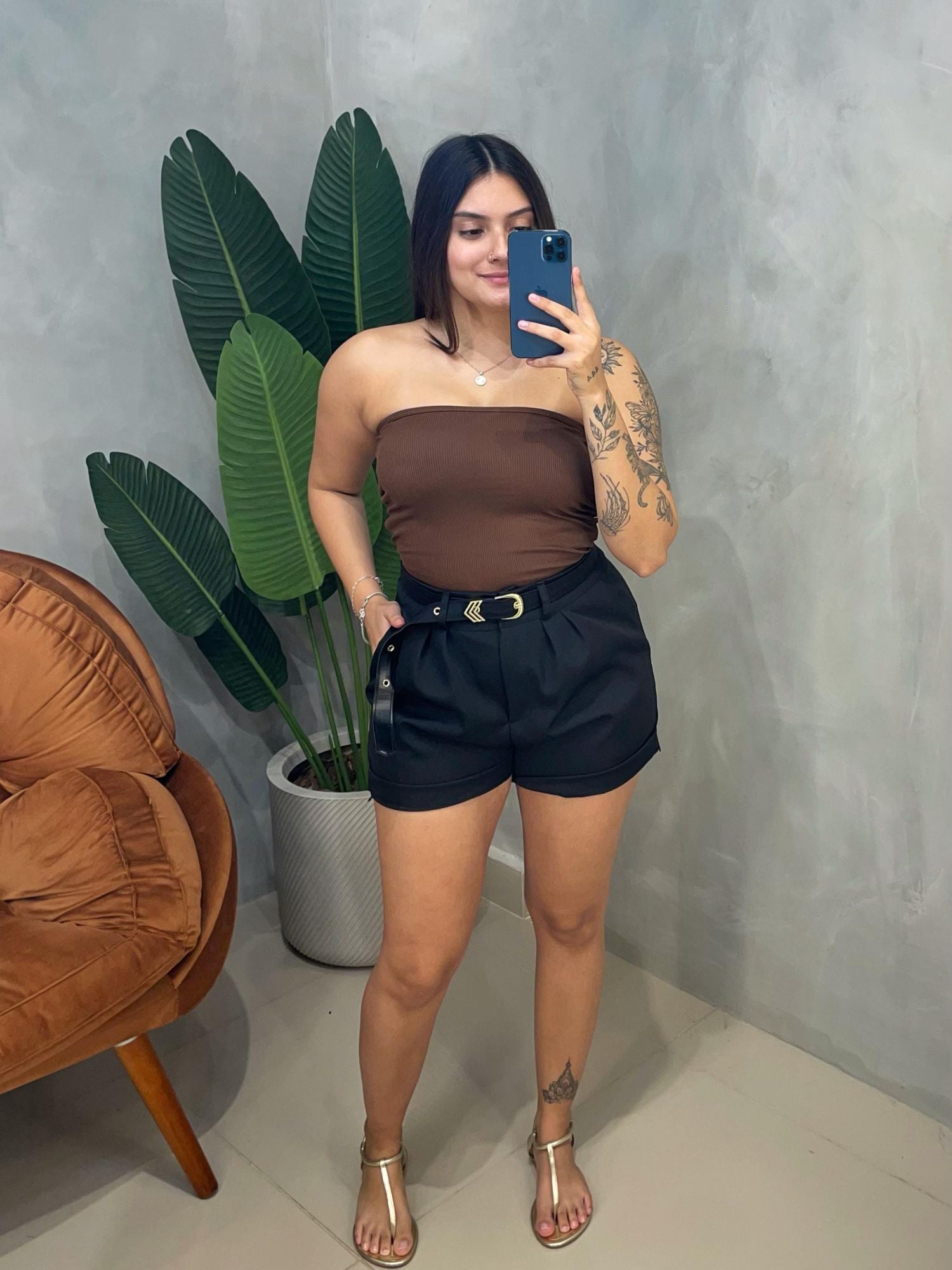 Blusa em Ribana Sem Alça com Bojo