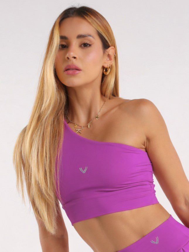 Top fitness de poliamida com bojo removivel